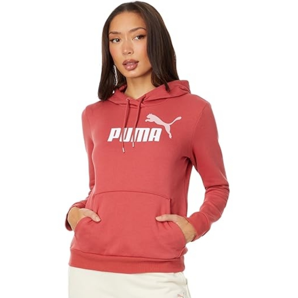 PUMA Logo Pullover Hoodie Women's Pink Salmon Size S